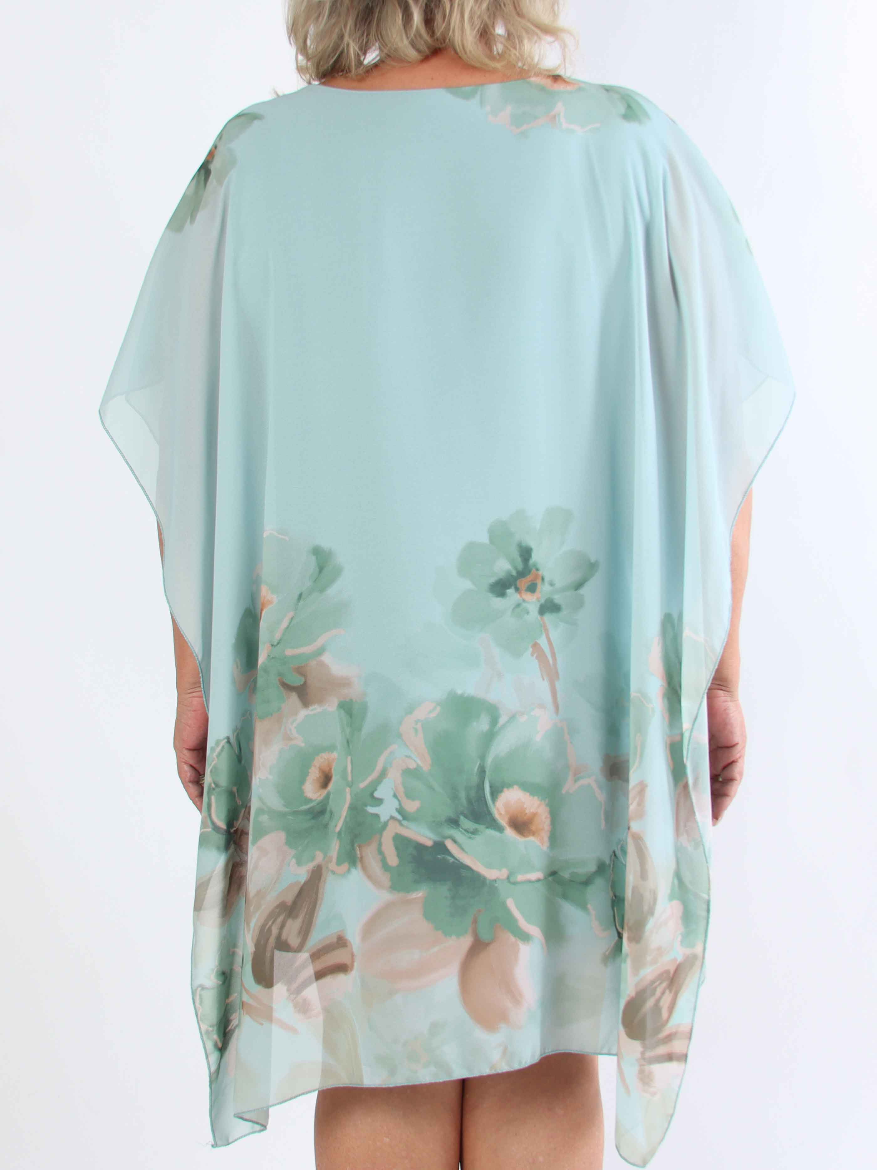 Mirabella - Plus size tunikakjole med chiffonlag og underkjole i viskose